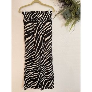 Sincerely Jules Wide Leg Satin Pants, Women's Size M Zebra Black White
